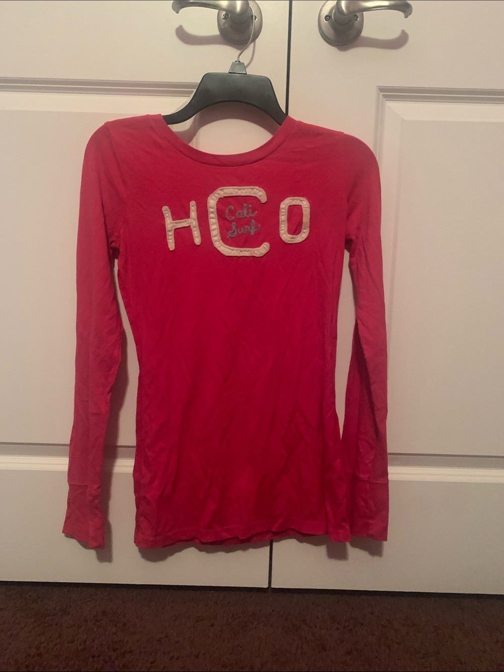 Hollister vintage y2K Long-Sleeve Pink Logo Tee